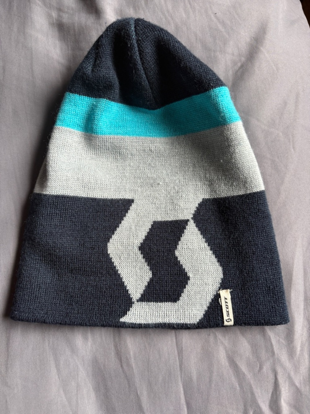 Scott Colorblock Knit Beanie in Navy, Gray & Teal